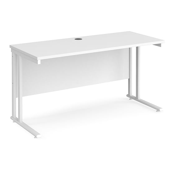 Product photograph of Mears 1400mm Cantilever Legs Wooden Computer Desk In White from Furniture in Fashion