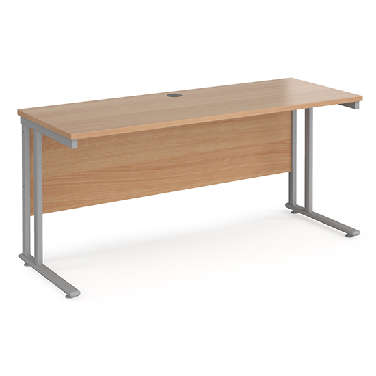 Read more about Mears 1600mm cantilever wooden computer desk in beech silver