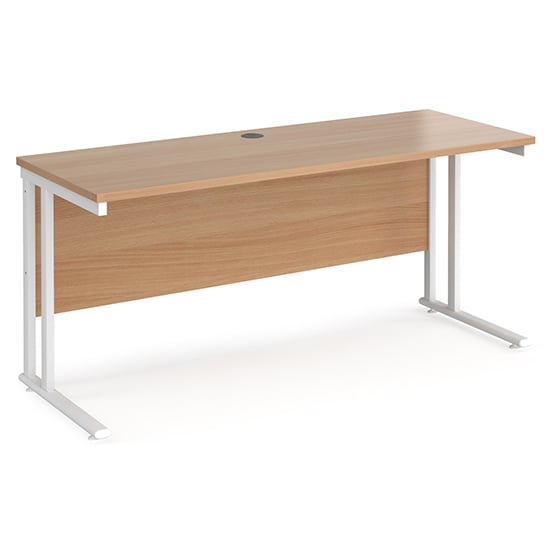 Read more about Mears 1600mm cantilever wooden computer desk in beech white
