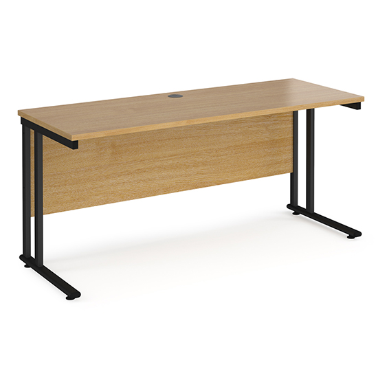 Photo of Mears 1600mm cantilever wooden computer desk in oak black