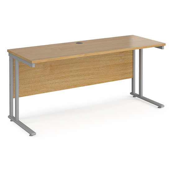 Read more about Mears 1600mm cantilever wooden computer desk in oak silver