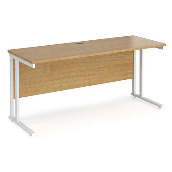 Photo of Mears 1600mm cantilever wooden computer desk in oak white