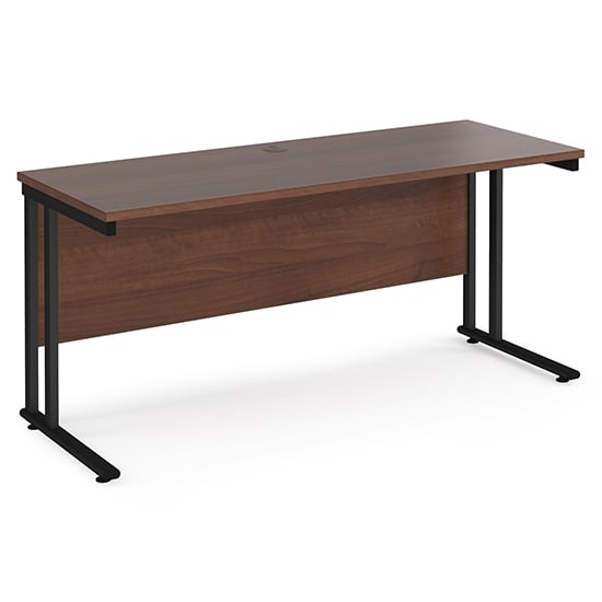 Product photograph of Mears 1600mm Cantilever Wooden Computer Desk In Walnut Black from Furniture in Fashion