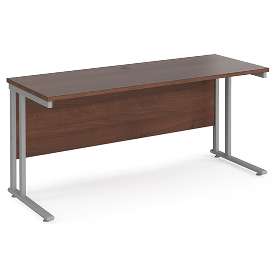 Read more about Mears 1600mm cantilever wooden computer desk in walnut silver