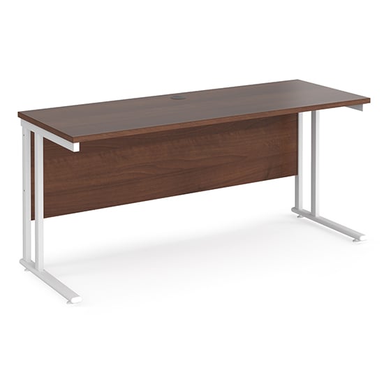 Read more about Mears 1600mm cantilever wooden computer desk in walnut white