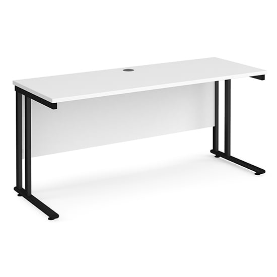 Read more about Mears 1600mm cantilever wooden computer desk in white black