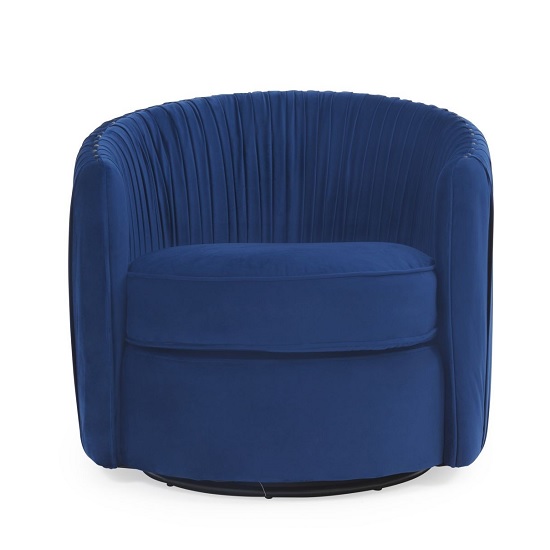 Medan Modern Velvet Swivel Tub Chair In Blue_2