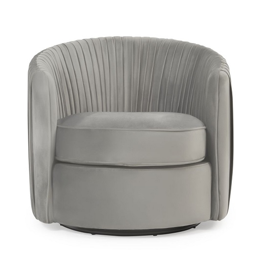 Medan Modern Velvet Swivel Tub Chair In Grey Furniture in Fashion