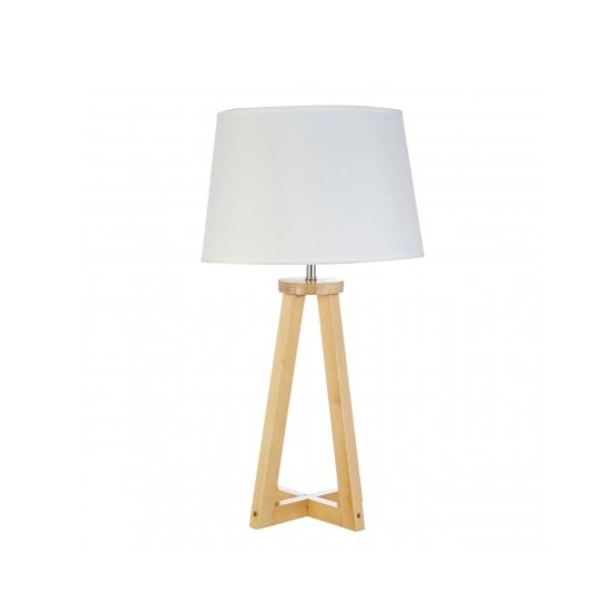 Medan White Fabric Shade Table Lamp With Wooden Base_3