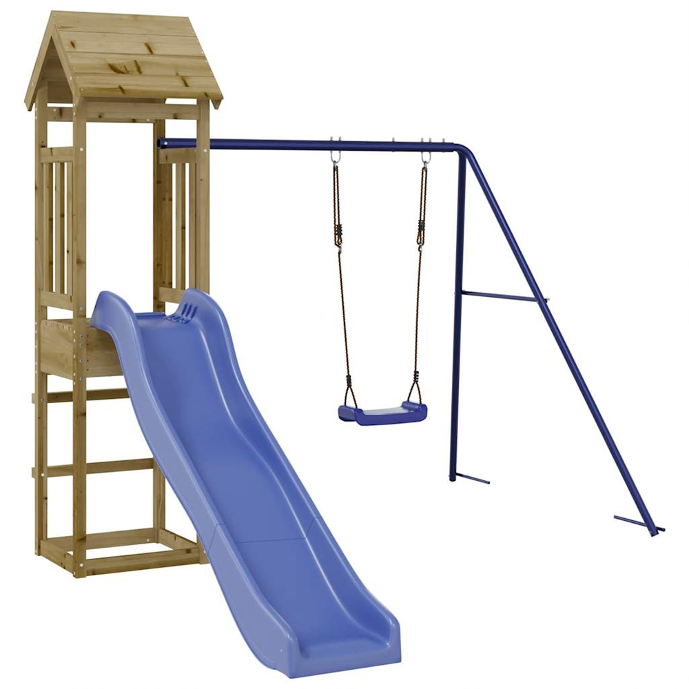 Medford Wooden Kids Playset With Swing In Dark Oak