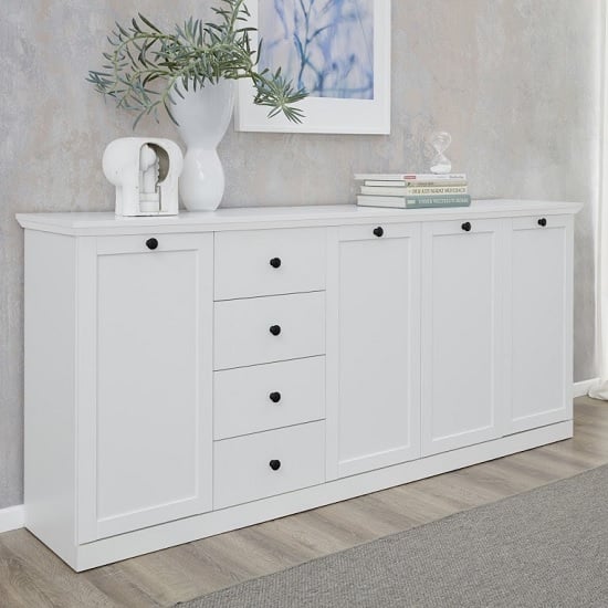 Median Wooden Sideboard Large In White With 4 Doors_1