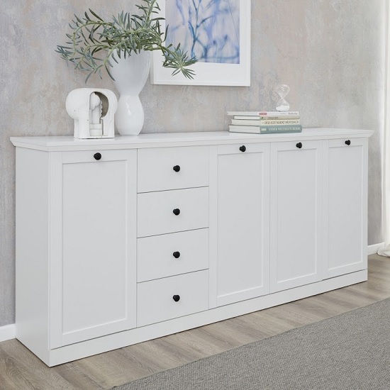 Read more about Median wooden sideboard large in white with 4 doors