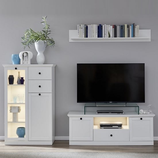 Median Wooden Living Room Set 1 In White With LED Lighting_2