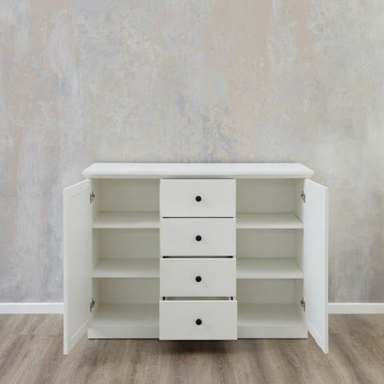 Median Wooden Sideboard In White With 2 Doors And 4 Drawers_3