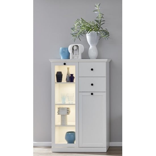 Read more about Median wooden small display cabinet in white with led lighting