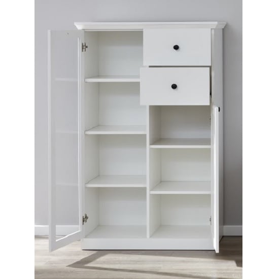 Median Wooden Small Display Cabinet In White With LED Lighting_2