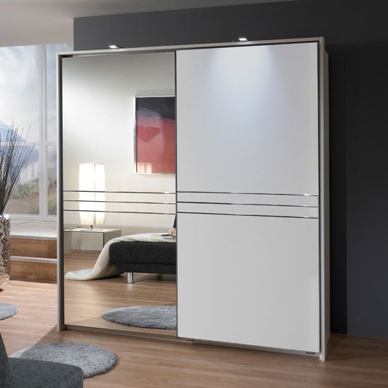 Photo of Medeira sliding wardrobe in alpine white with 1 mirrored door