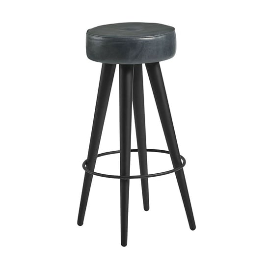 Medina Round Faux Leather Bar Stool In Vintage Grey