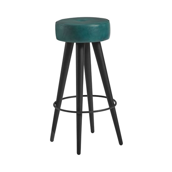 Medina Round Vintage Teal Faux Leather Bar Stools In Pair_2