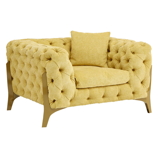 Photo of Medina upholstered fabric armchair in yellow