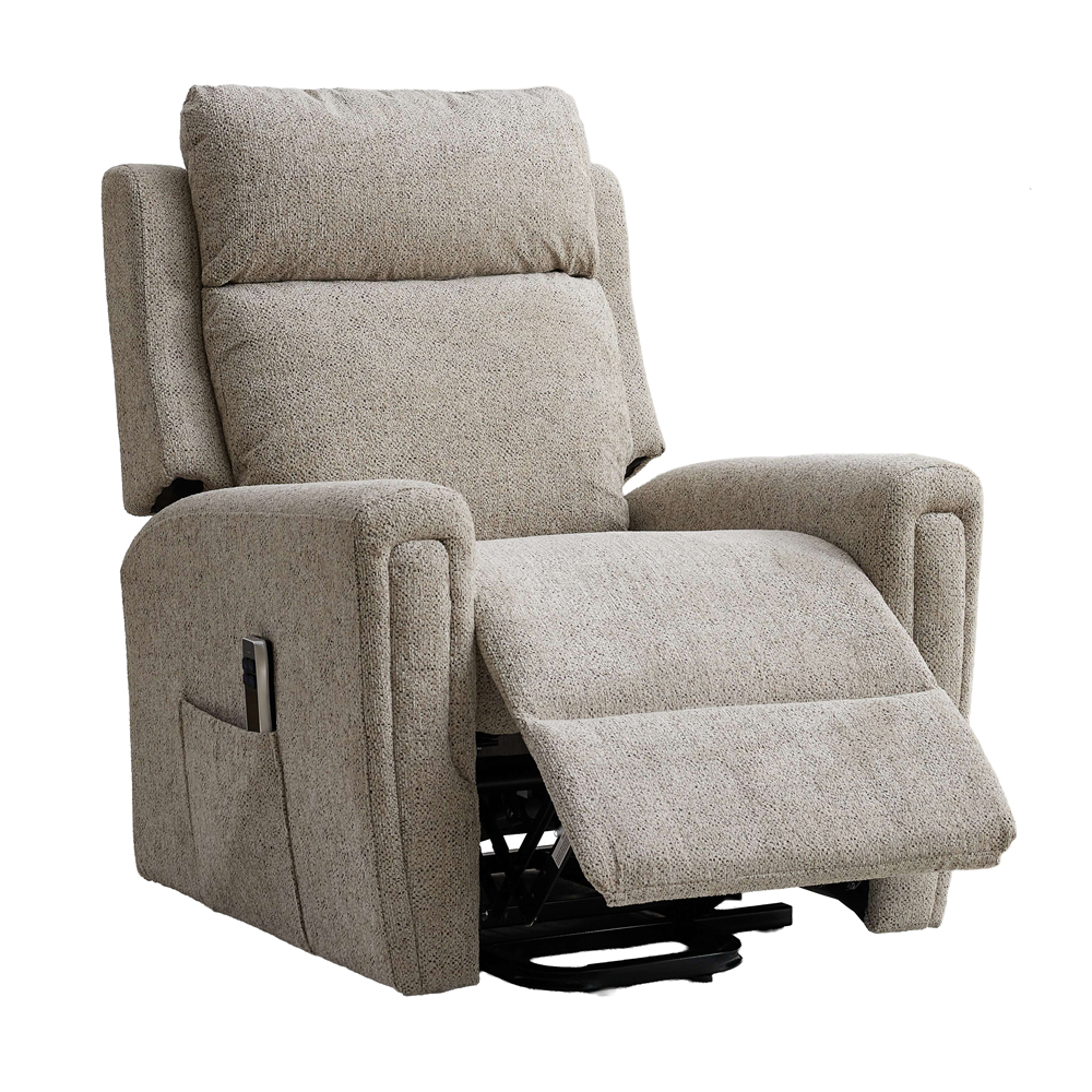 Medinah Fabric Dual Motor Lift Tilt Recliner Chair in Beige