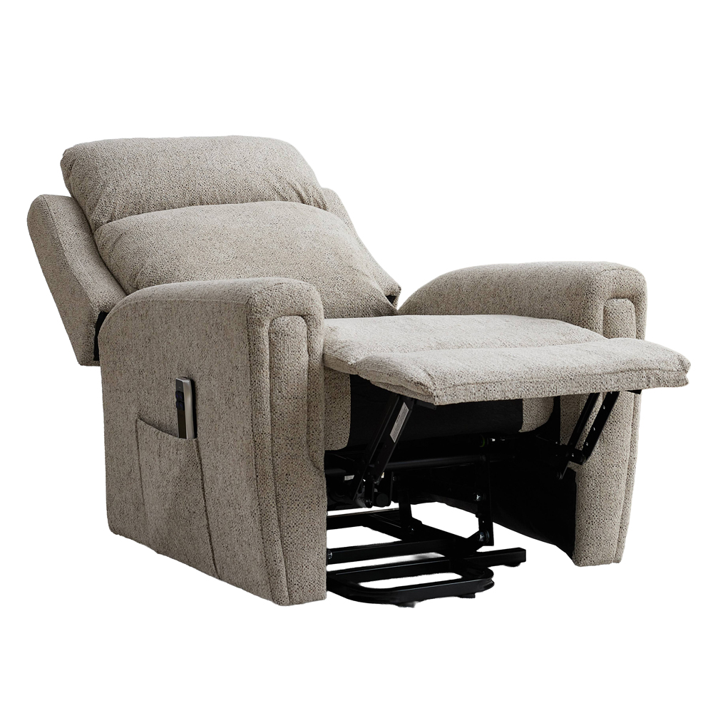 Medinah Fabric Dual Motor Lift Tilt Recliner Chair in Beige