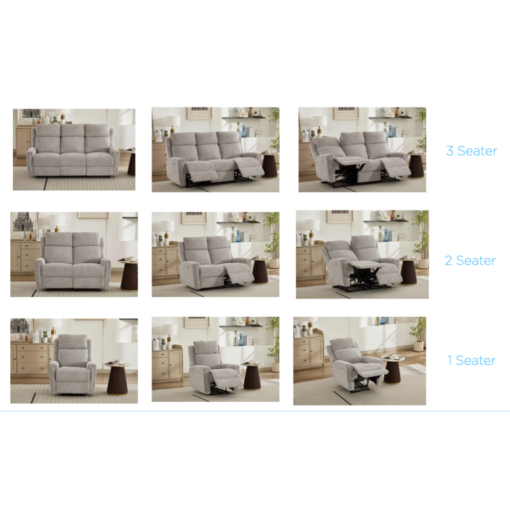 Medinah Fabric Electric 1 Seater Sofa - Ash