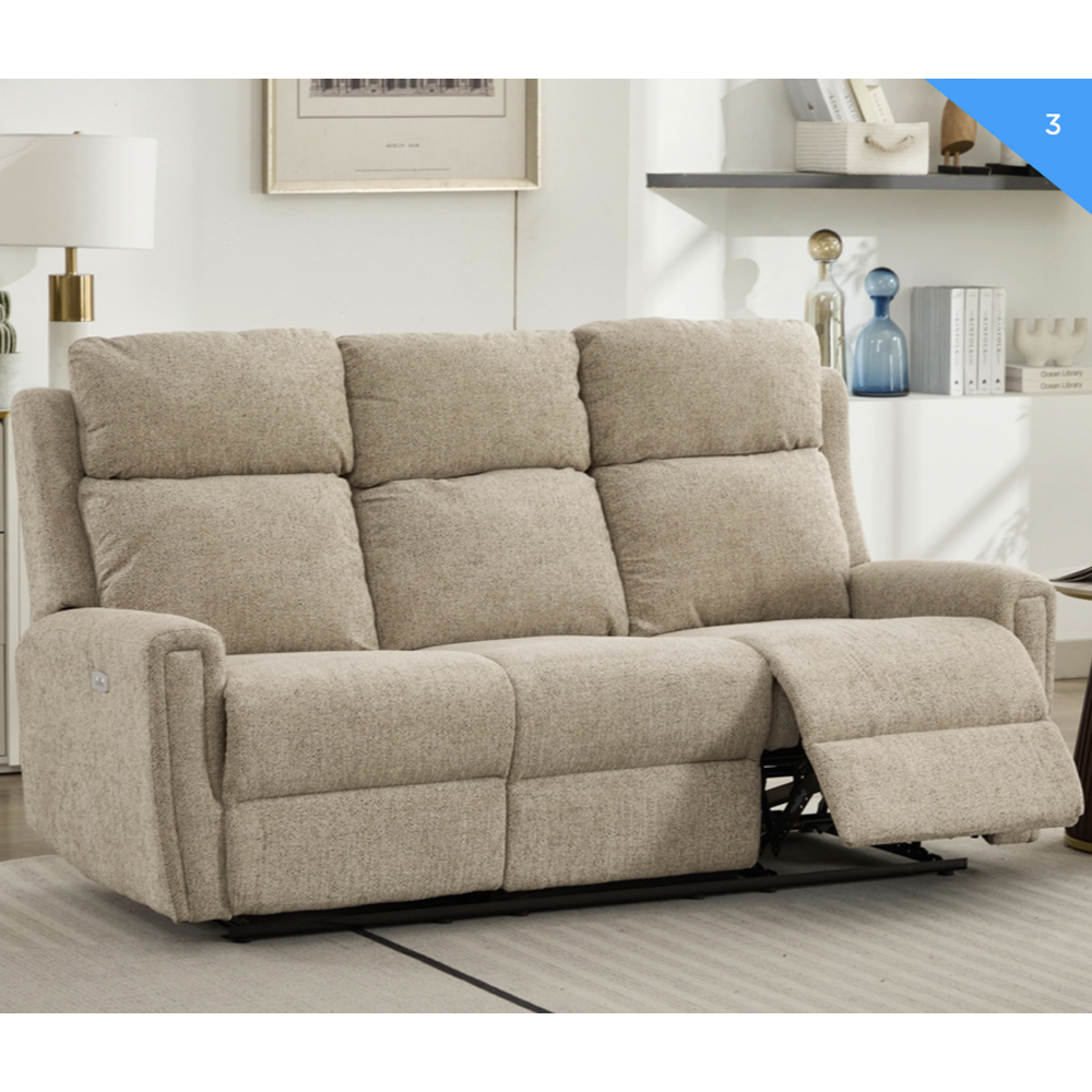Medinah Fabric Electric 3+1+1 Seater Sofa Set - Beige