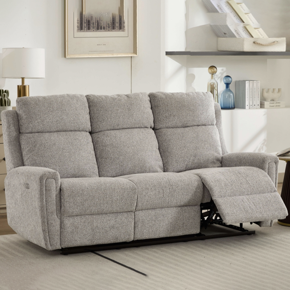 Medinah Fabric Electric 3+2+1 Sofa Suite - Ash