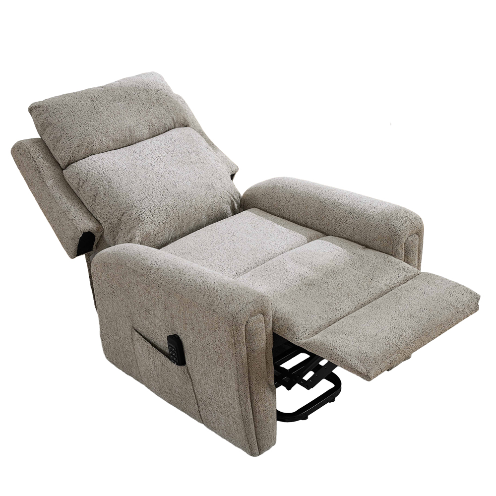 Medinah Fabric Quad Motor Lift Tilt Recliner Chair in Beige