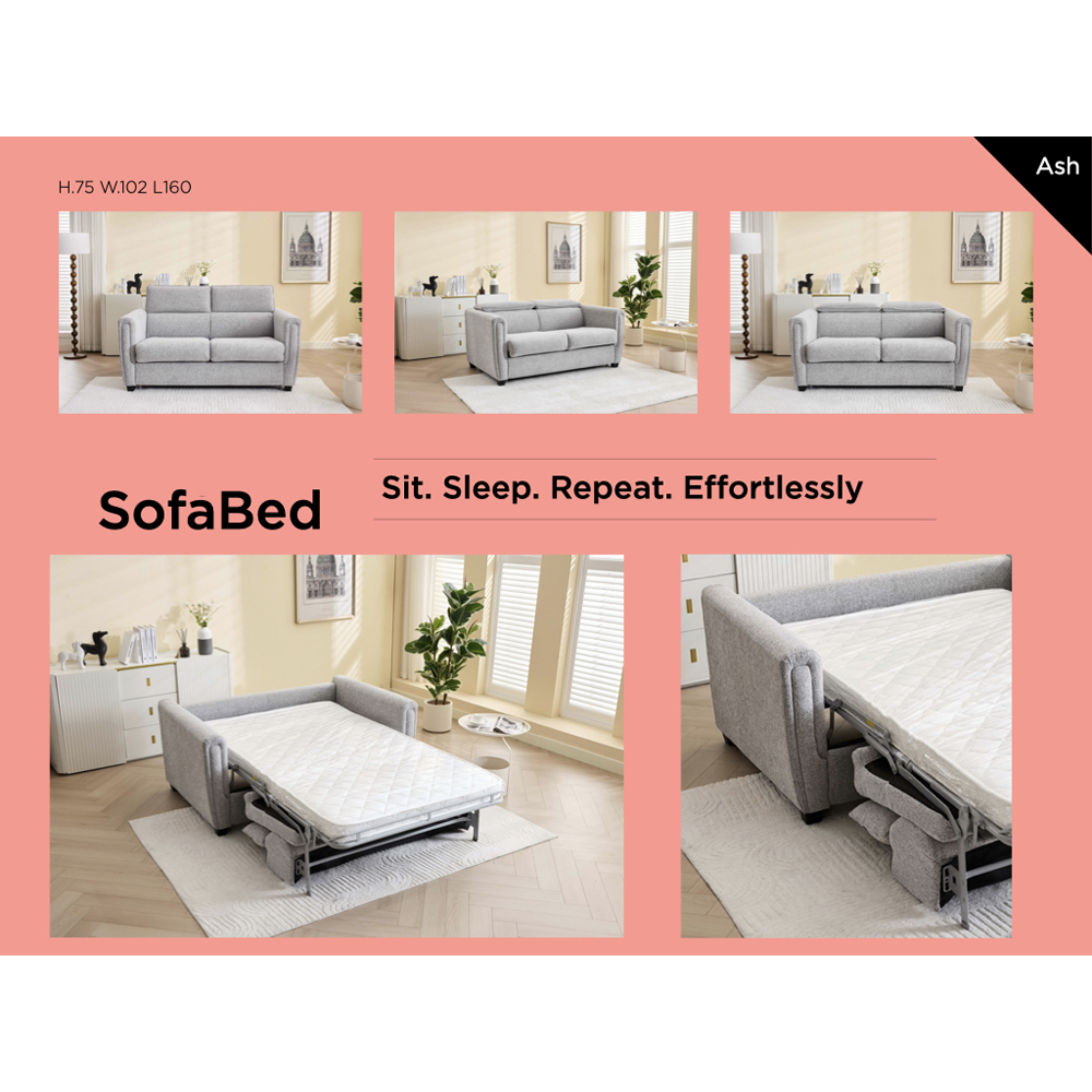 Medinah Fabric Sofa Bed in Ash