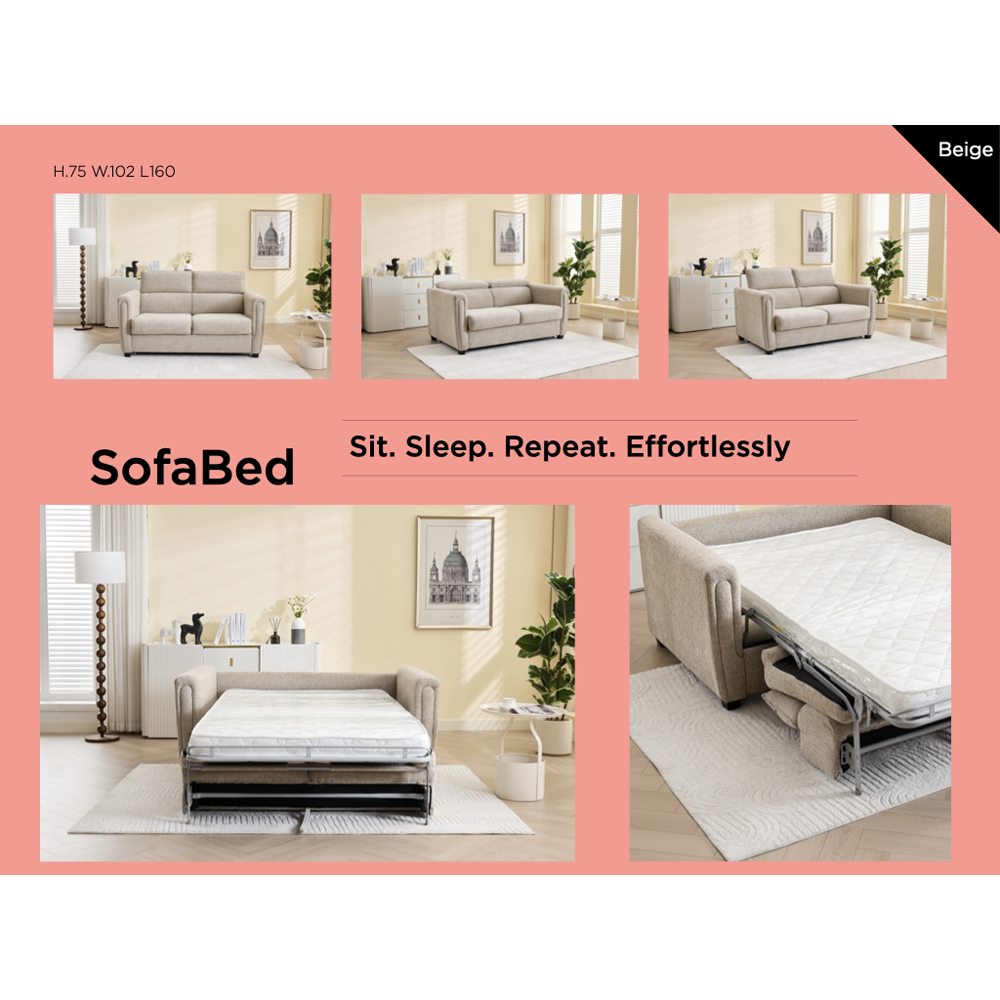Medinah Fabric Sofa Bed in Beige