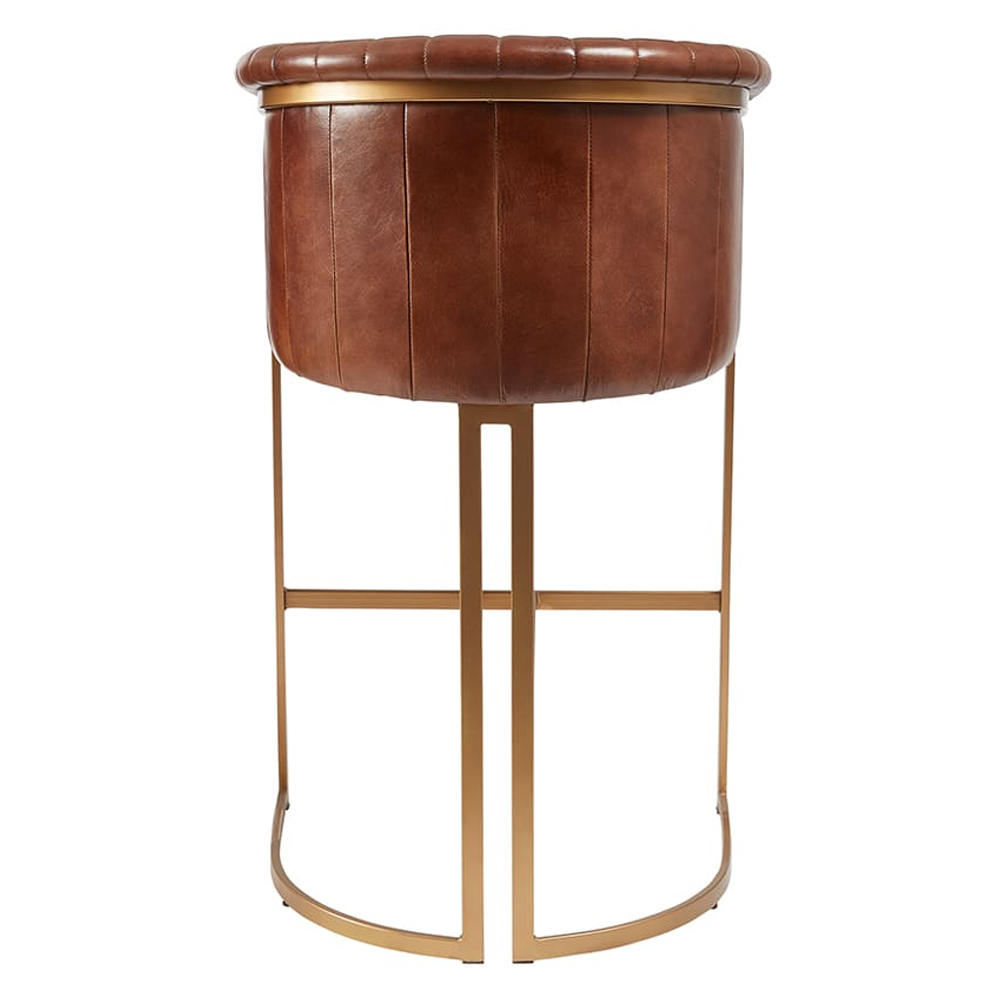 Medinah Pecan Brown Genuine Leather Bar Stools In Pair
