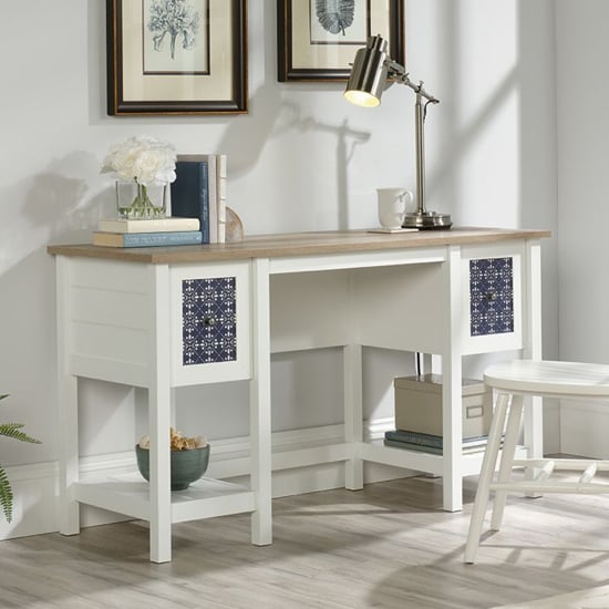 Photo of Mediterranean wooden computer desk in lintel oak