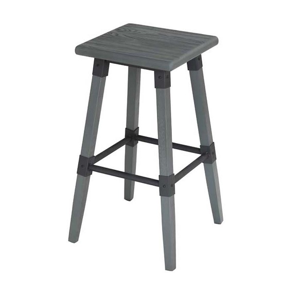 Medlin Wooden Bar Stool In Grey Elm With Steel Frame Furniture in Fashion