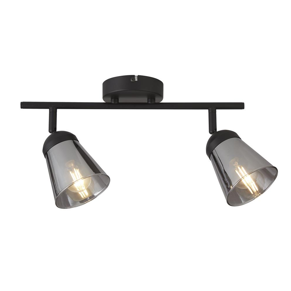 Read more about Mega 2 light smoked glass shade spotlight in black