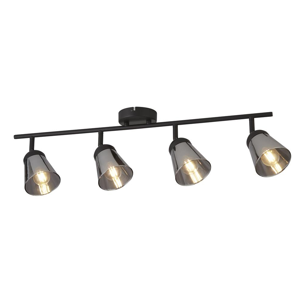 Read more about Mega 4 light smoked glass shade bar spotlight in black
