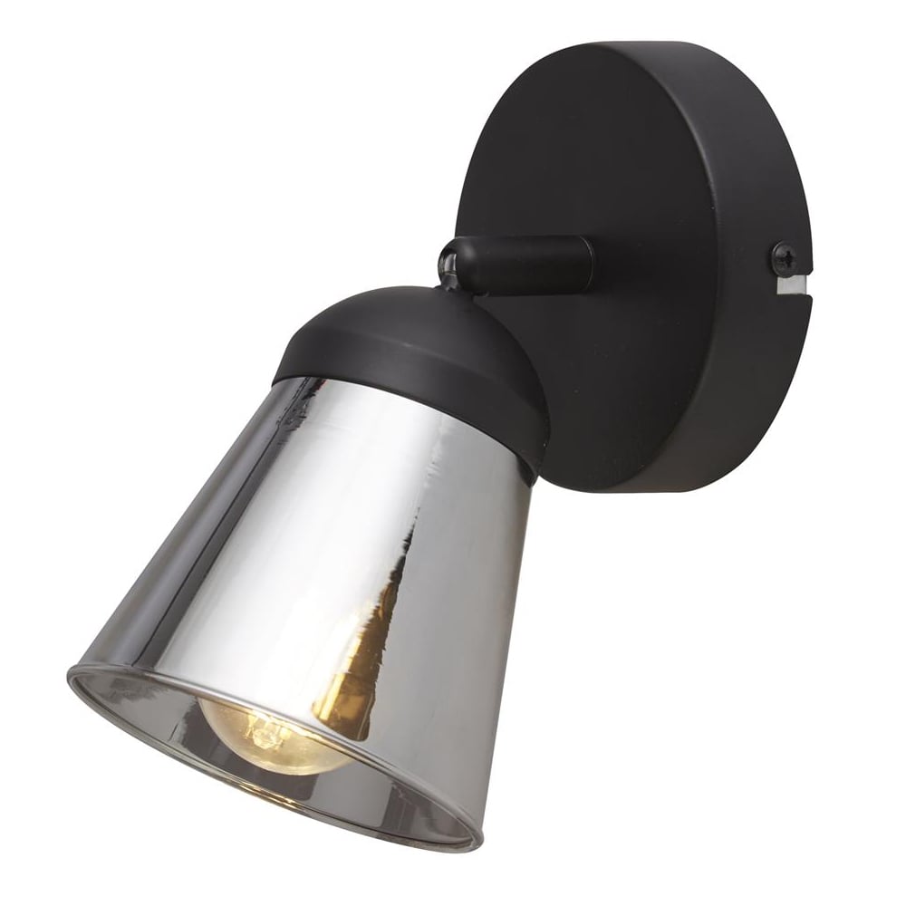 Read more about Mega smoked glass shade wall spotlight in black