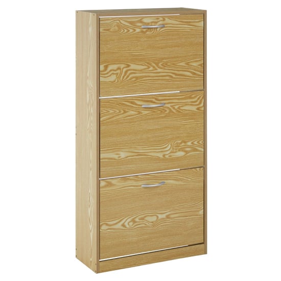 Read more about Megrez wooden shoe cabinet with 3 flip doors in brown