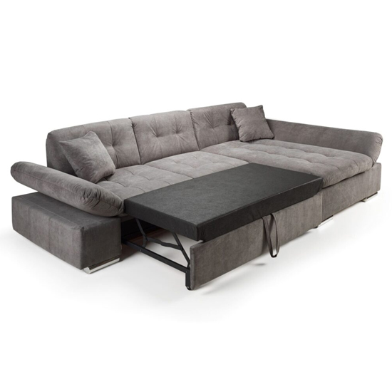 Meigle Fabric Left Hand Corner Sofa Bed In Grey_3