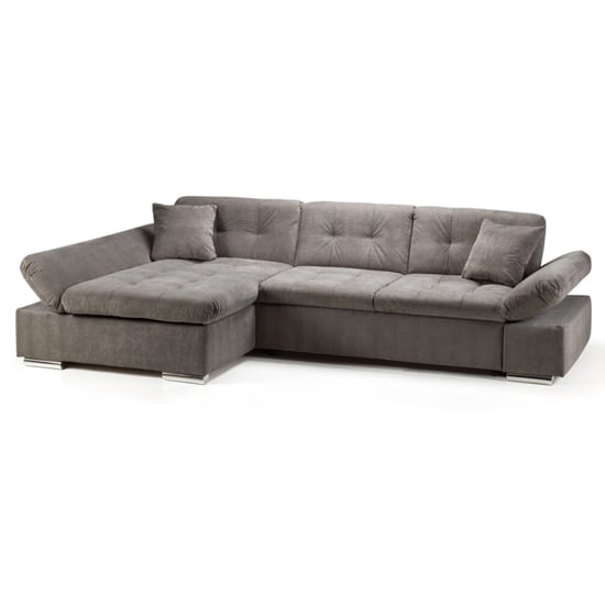 Meigle Fabric Left Hand Corner Sofa Bed In Grey