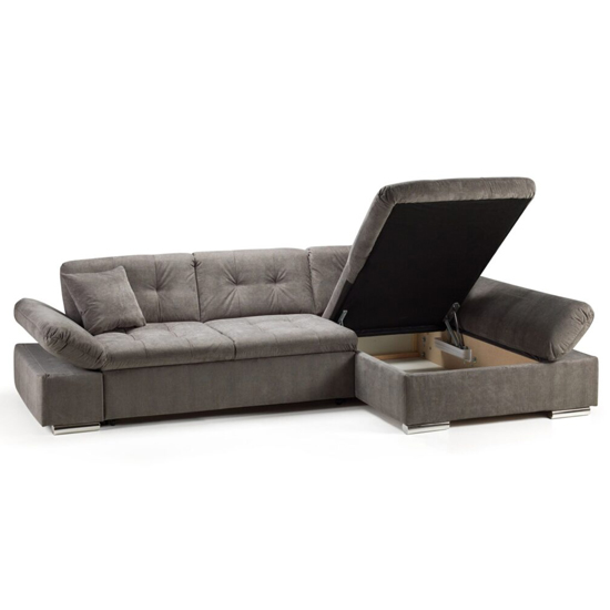 Meigle Fabric Right Hand Corner Sofa Bed In Black And Grey_6