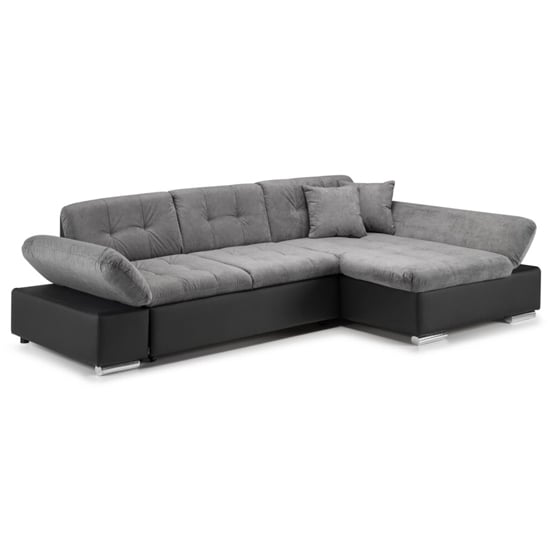 Meigle Fabric Right Hand Corner Sofa Bed In Black And Grey_1