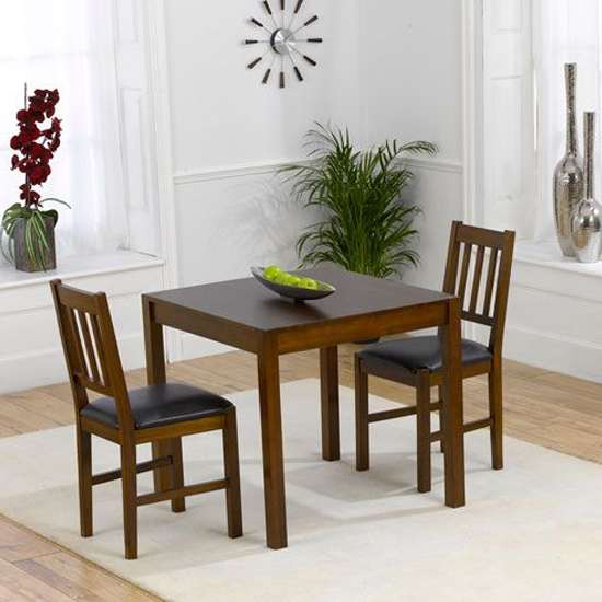 Luzern 80cm Wooden Dining Table With 2 Chairs In Dark Oak_1