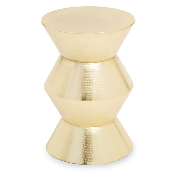 Read more about Mekbuda drum style angular metal side table in gold