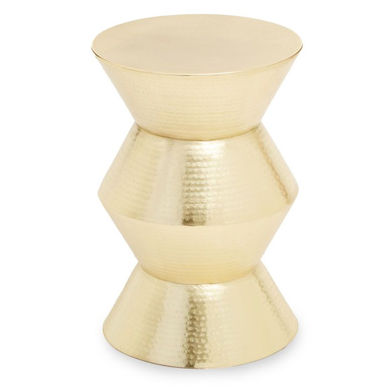 Photo of Mekbuda drum style angular metal side table in gold