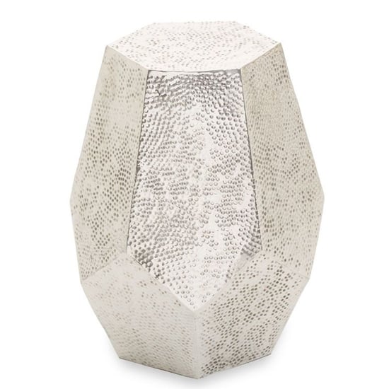 Photo of Mekbuda drum style metal side table in polished aluminium