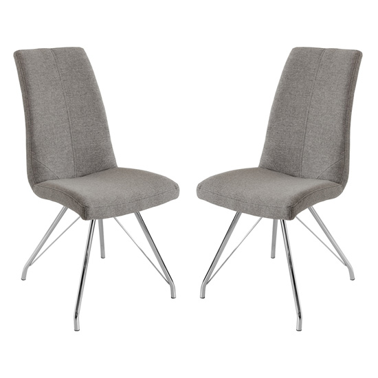 Product photograph of Mekbuda Grey Fabric Upholstered Dining Chair In Pair from Furniture in Fashion