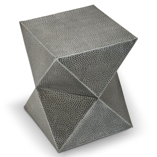 Mekbuda Inverted Triangular Metal Stool In Antique Zinc