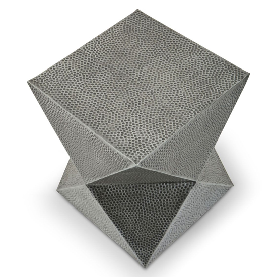 Mekbuda Inverted Triangular Metal Stool In Antique Zinc